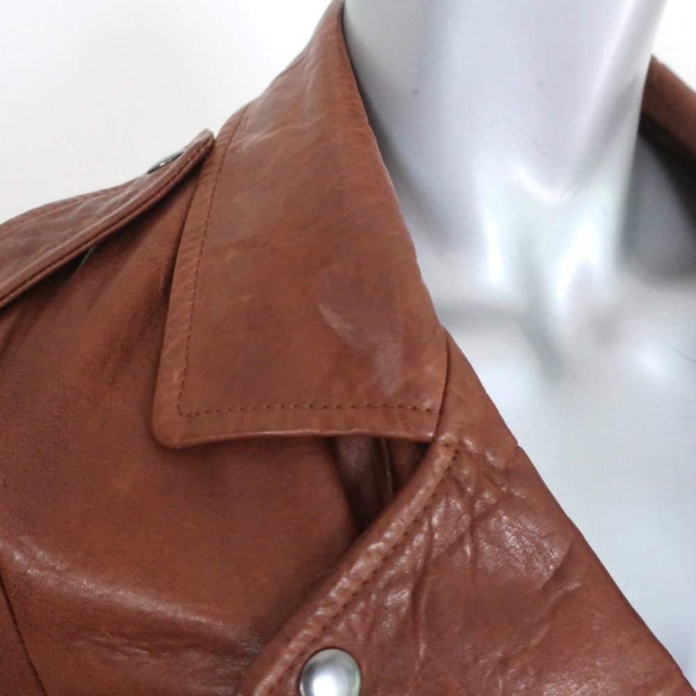 3.1 PHILLIP LIM CRYSTAL-EMBELLISHED LEATHER MOTORCYCLE JACKET BROWN SIZE 6 - Picture 3 of 10
